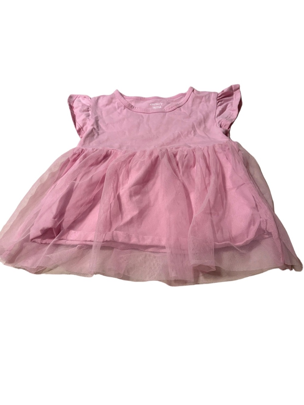 Carter's Pink Tulle Flutter Sleeve Top for Size 3T